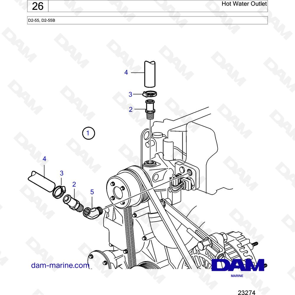 Spare parts and exploded views for Volvo Penta D255